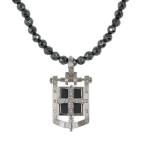 イーノス ヘマタイト シールドモチーフ ダイヤモンドネックレス・ペンダント/K18WG/750-23.9g/FD:0.22ct/E-NOS 翌日配送可/RF1/h201112/368547