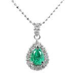ドロップモチーフ・エメラルド・ダイヤモンドネックレス・ペンダント/Pt900-Pt850-3.3g/EM0.45ct/FD:0.33ct/プラチナ/RF1/h190720/296416