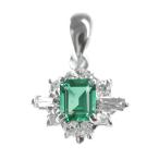 クレサンベール(京セラ) 合成エメラルド・ダイヤネックレストップ/Pt900/EM0.23ct/FD:0.12ct/CRESCENT VERT(kyocera jewelry) /h200206/326967