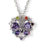 アナスイ バタフライ×ハートモチーフ・マルチストーンネックレス・ペンダント/Sv925-5.1g/ANNA SUI 翌日配送可/220580