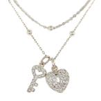 Yahoo! Yahoo!ショッピング(ヤフー ショッピング)フォリフォリ クリスタルキー×ハートネックレス・ペンダント/SS/6.2g/3N13F057C/シルバーカラー/FOLLI FOLLIE 翌日配送可/208230