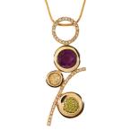 スワロフスキー チョーカーネックレス・ペンダント/合金/メッキ-13.4g/ピンクゴールド×パープル×ライトグリーン/SWAROVSKI/216806