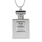 シャネル ノベルティ・No.19パフュームボトルロングネックレス・ペンダント-33.5g/シルバー×ブラック/CHANEL 翌日配送可/218989
