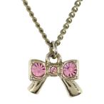 ジルスチュアート リボンモチーフ・ラインストーンネックレス・ペンダント/アンティークゴールド×ピンク/JILL STUART/RF4/h190209/229982