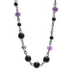 アナスイ ・カラーストーンネックレス・ペンダント/合金/メッキ-16.1g/ブラック/ANNA SUI /RF5/h200429/340368