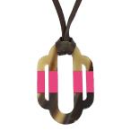 エルメス アトラージュ・バッファローホーンプレートネックレス・ペンダント/ブラウン系/ピンク/HERMES 翌日配送可/レディース/RF4/h200715/351898