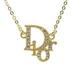クリスチャンディオール ラインストーン・オブリークロゴネックレス・ペンダント/ゴールド/Christian Dior/レディース/RF2/h200826/357669