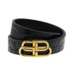 バレンシアガ BBロゴレザーチョーカー ダブルラップブレスレット 15.8g/ブラック/ゴールド/BALENCIAGA 翌日配送可/RF4/h210604/395325