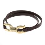 サルヴァトーレフェラガモ ガンチーニレザーチョーカー ダブルラップブレスレット ネックレス/合金/メッキ/Salvatore Ferragamo /h220602/443530