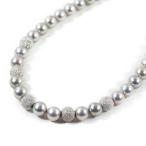 アコヤ真珠/Japan Pearl/養殖真珠・真珠（パール）連ネックレス・ペンダント/Silver/銀製-27.0g/日本宝石学協会/シルバー×グレー/216375