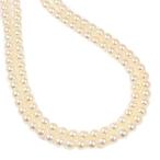 φ6.5-7.0 mm・ダブルパール/2連・アコヤ真珠/Japan Pearl/養殖真珠・真珠ショート ネックレス/K14WG/54.7g/h200610/341491