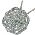 PT0.63ct/FD:0.12ct/フラワーモチーフ・パライバトルマリン・ダイヤモンド ネックレス・ペンダント/K18WG/750-7g/プレゼント/h251208/598048