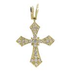 ジュピター クロスモチーフ 24P・ダイヤモンドネックレス・ペンダントトップ・ヘッド・天然/K18YG/750-4.4g/0.60ct/JUPITER/h200303/330627