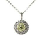 【新品】 0.186ct イエローダイヤモンドネックレス・ペンダント/Pt900-Pt850-1.56g/プラチナ 翌日配送可/i211103/414714