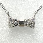 スタージュエリー リボンモチーフ 6P・ダイヤモンドネックレス・ペンダント/K18WG/750-1g/0.03ct/2ZN1401/STAR JEWELRY /h220207/423425