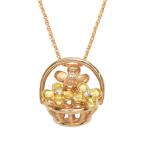 花かごモチーフ 3P・ダイヤモンドネックレス・ペンダント/K18Y+P/750,2カラー-8.0g/0.09ct/ピンク イエローゴールド 翌日配送可/h220704/449415