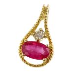 ルビー・ダイヤモンドネックレス・ペンダントトップ・ヘッド/K18YG/750-0.6g/0.25ct/0.02ct/イエローゴールド×レッド/RF4/h191207/320474