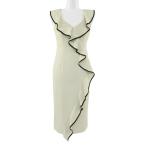  не использовался * эмбиент V шея оборка трубчатая обводка платье One-piece /CQVA0122/F/ слоновая кость × черный /AMBIENT /RF4/219256