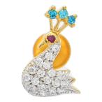 (限定値下げ) 鳥モチーフ バード ・ダイヤモンド/ルビーピアス/K22/916-1.7g/イエローゴールド/プレゼント/記念日/h251106/595335