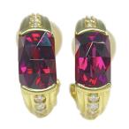 ロードライト・ガーネット・ダイヤモンドイヤリング・ピアス/K18YG/750-6.9g/GA5.24ct/FD:0.30ct/イエローゴールド 翌日配送可/h220309/426901