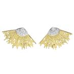 扇モチーフ・ダイヤモンドイヤリング/K18/750×Pt900コンビ-Kメイン-9.8g/(0.25+0.25) 0.5ct/RF4/h190810/300261