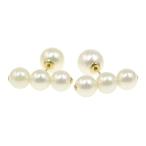 恵パール アコヤ真珠/Japan Pearl/養殖真珠・真珠・3連パールピアス/K18YG/750-3.5g/イエローゴールド/ホワイト/MEGUMI PEARL/h200820/356783