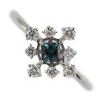 Yahoo! Yahoo!ショッピング(ヤフー ショッピング)カラーチェンジ スクエア アレキサンドライト ダイヤモンドリング 指輪/K18WG/750-2.8g/AL0.17ct/ソーティング付/12.5号/#52.5 /h210406/384659