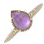 ショッピング15号 美品 1点モノ ペアシェイプ 1粒 アメシスト アメジスト ダイヤモンド リング 指輪 K10YG 416-1.4g 15号 #55 イエローゴールド/h260122/602663