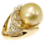 白蝶・ゴールドリップ・真珠（パール）ダイアモンドリング・指輪/K18YG/19.8g/0.582ct/中央宝石研究所/11.5号//RF2/h190323/279487