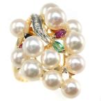 12P・アコヤ真珠/Japan Pearl/養殖・真珠（パール）・ダイヤモンドリング指輪/K18/7 ...