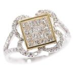 フラワーモチーフ・ミステリーセッティング・ダイヤモンドリング・指輪・天然/K18Y+W,2カラー-4.6g/0.95ct/13号/#53//RF4/h190911/305529