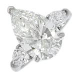 ショッピングダイヤモンド 5.15ct/ラボグロウン/Laboratory-Grown・ペアシェイプ ダイヤモンド リング・指輪/Pt950-7.9g/15号/#55/プラチナ/記念日/h251226/600188