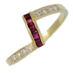 (限定値下げ) 7月誕生石 天然ルビー ダイヤモンド リング K18YG 18金 イエローゴールド 13号 指輪 1.8g 華奢 仕上げ済 記念日/h251029/594917