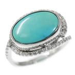 ターコイズ（トルコ石）・ダイヤモンドリング・指輪/K18WG/750-4.5g/TU2.10ct/F ...