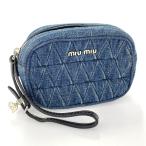 ミュウミュウ バイカー デニム リストレットアクセサリーポーチ/インディゴ/miu miu 翌日配送可/b220304/428656