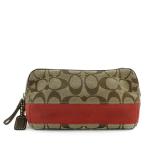  Coach signature полоса * cosme сумка /40026/ бежевый × Brown × коралл оттенок красного /COACH на следующий день рассылка возможно /214347