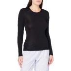 free shipping [HANRO] wool silk long sleeve shirt lady's 1418 black Small parallel import 