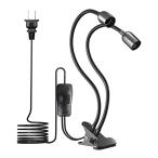 Luxvista クリップ e26 2灯式 電球ソケット スイッチ付き デスクライト LED電球 卓上スタンド 植物育成ライト用 角度調整可能
