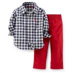 ショッピングカーターズ カーターズ ベビー シャツ＆パンツ 2点セット レッド Carter's ボーイズ セットアップ 上下セット シャツ ズボン パンツ
