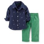 ショッピングカーターズ カーターズ ベビー シャツ＆パンツ 2点セット グリーン Carter's ボーイズ セットアップ 上下セット シャツ ズボン パンツ
