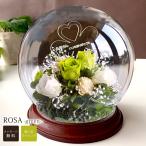 ショッピングプリザーブドフラワー リニューアル！ドーム型 名入れ プリザーブドフラワーロサグリーン （底面ブウラン）【20文字までメッセージOK】クリスマス　誕生日　卒業祝い　退職祝い