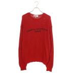 シュプリーム SUPREME コムデギャルソンシャツ 18AW Cotton Sweater サイズ:L フロントロゴプリントローゲージニット 中古 SB01