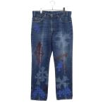  Chrome Hearts Chrome Hearts Levi's STENCIL DENIM/ stencil 33 дюймовый краска дизайн Cross patch имеется Denim брюки б/у SS07