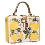 ドルチェアンドガッバーナ Lemon Hand Painted Leather and Python Box Bag トレジャーボックスハンドバッグ 中古 BS99