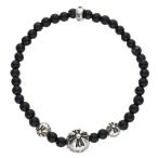  Chrome Hearts размер :4mm 4mm BEAD оникс бисер браслет б/у FK04