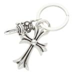  Chrome Hearts CH CRS SML&amp;No5 DGGR маленький CH Cross #5daga- кольцо для ключей серебряный кольцо для ключей б/у OK15