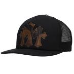 クロムハーツ 帽子 サイズ:ONE SIZE TRUCKER CAP レザーパッチトラッカー 3セメタリーレザーパッチメッシュキャップ 中古 OK15