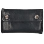 クロムハーツ 財布 WAVE CROSS BALL ウェーブ クロスボールボタンレザーウォレット財布 中古 SS07