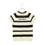 ミュウミュウ サイズ_36 MMR407 S231 12ZM カシミアシルク ボーダーTシャツ 中古 BS99