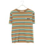ミュウミュウ サイズ_XS MJN537 S000 14RT ダメージ加工ボーダーポケットTシャツ 中古 SB01